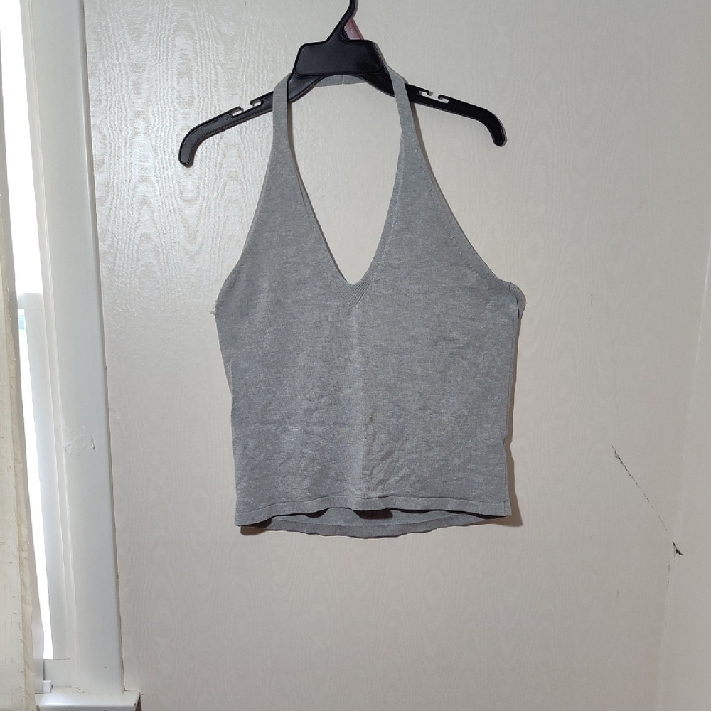 Gray Halter Neck Women's Top